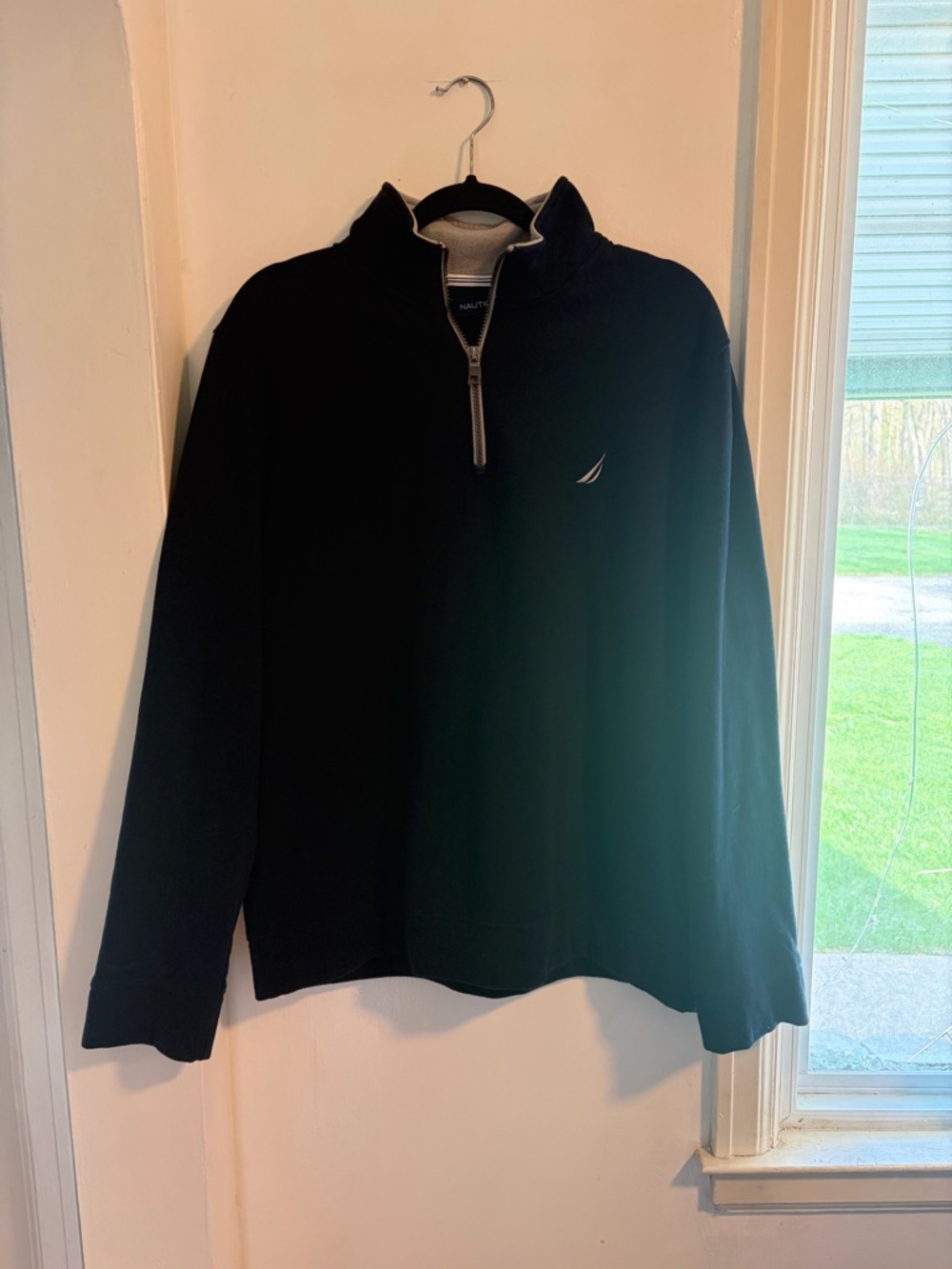 Nautica Men's Navy Half-Zip Pullover with Contrast Sail Logo